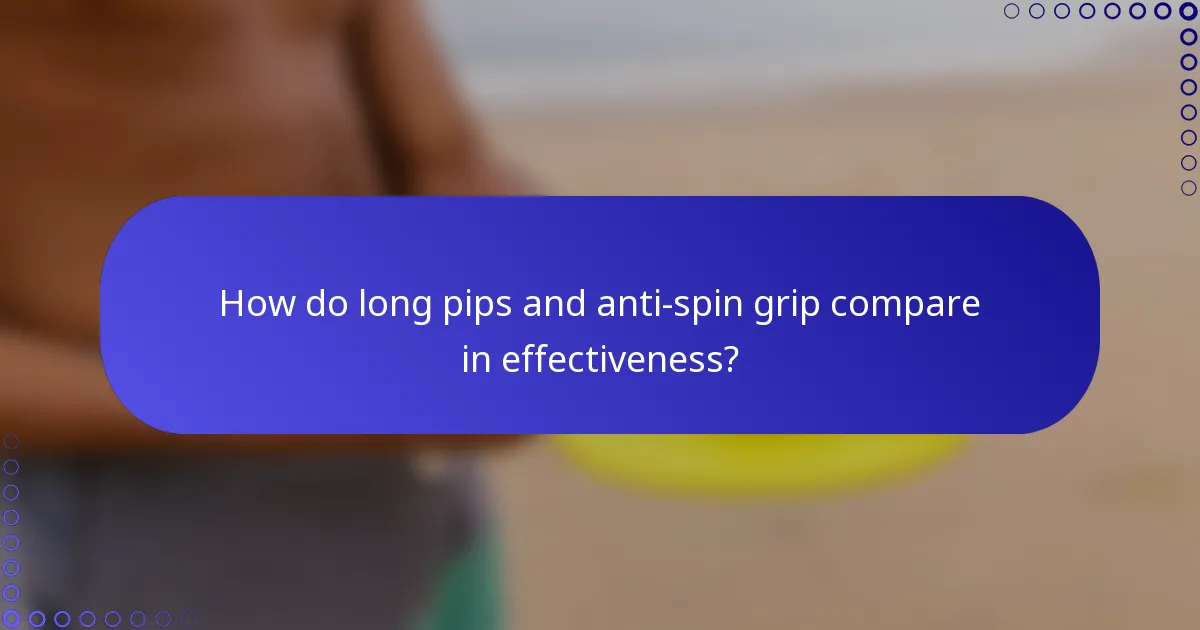 How do long pips and anti-spin grip compare in effectiveness?